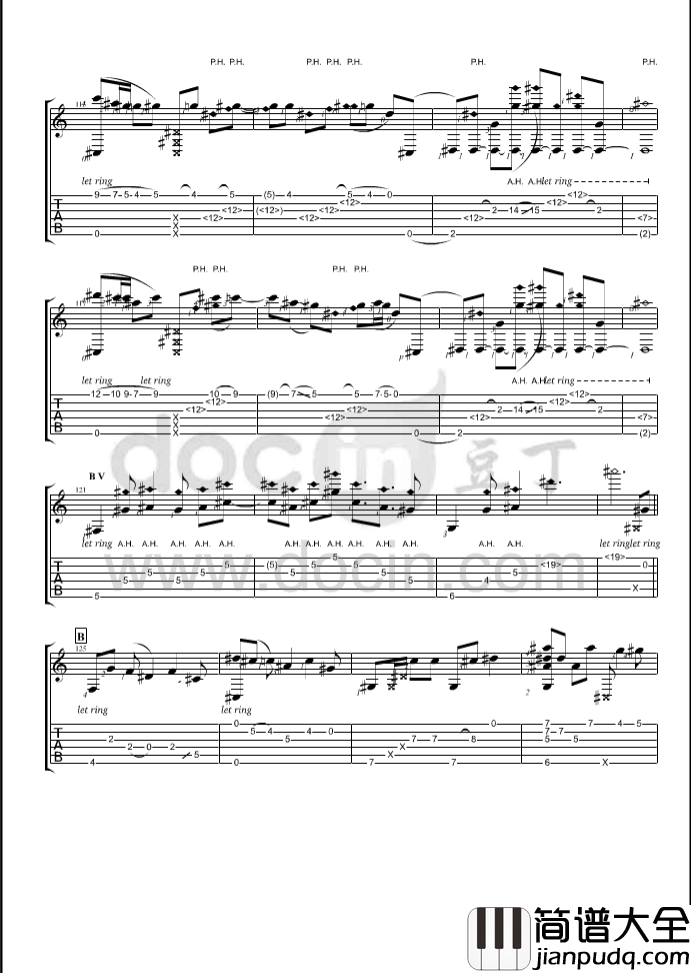 Waiting指弹谱_B调六线谱_豆丁网编配_Calum_Graham