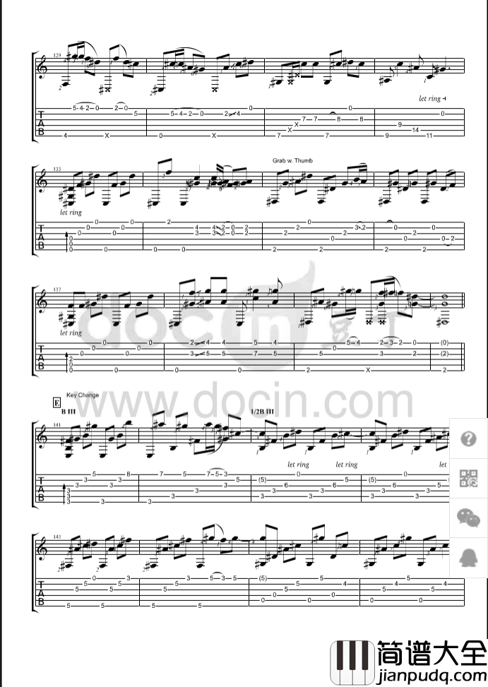 Waiting指弹谱_B调六线谱_豆丁网编配_Calum_Graham