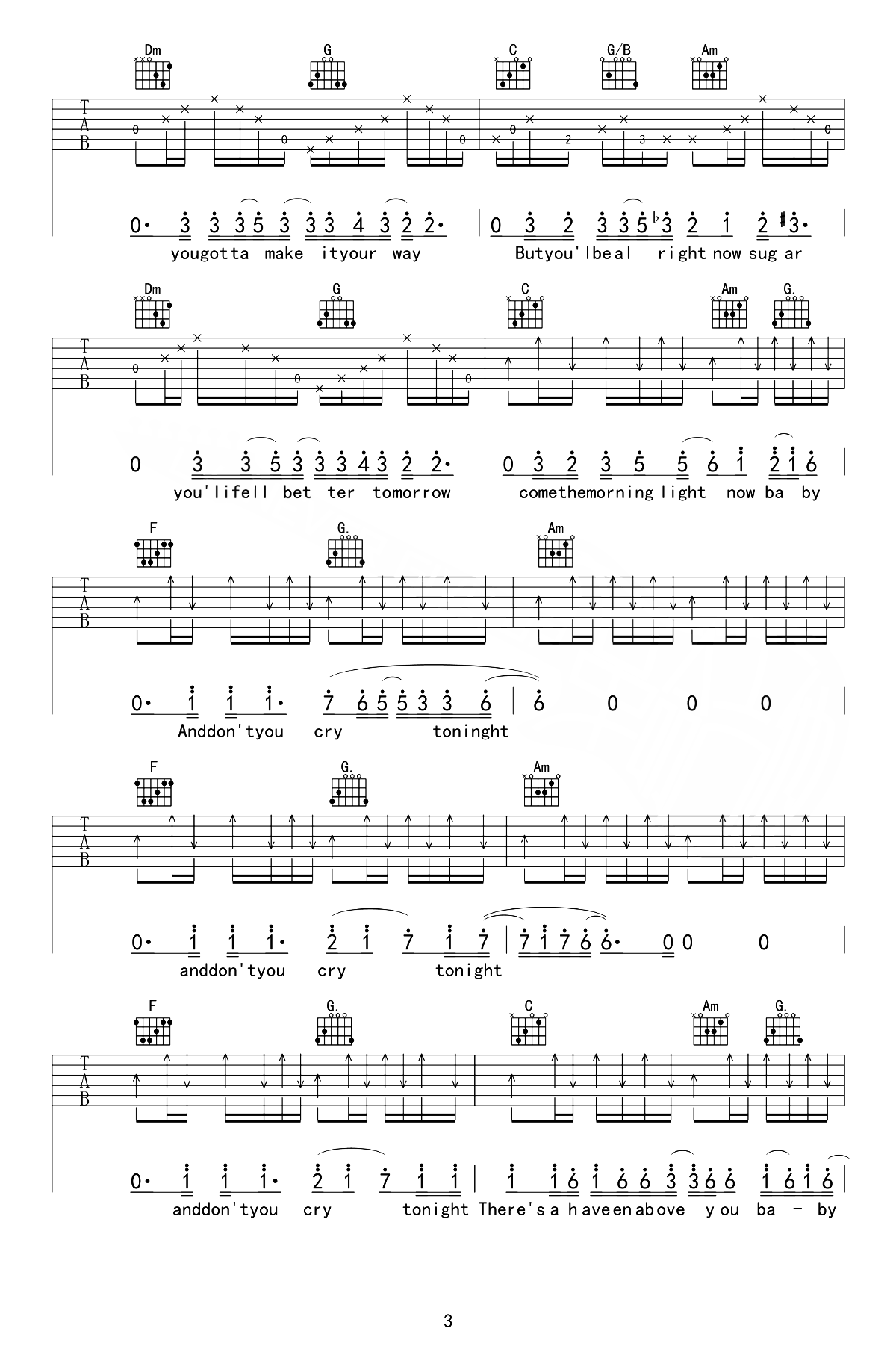 Don’t_Cry吉他谱_B调原版六线谱_枪花乐队_经典英文歌