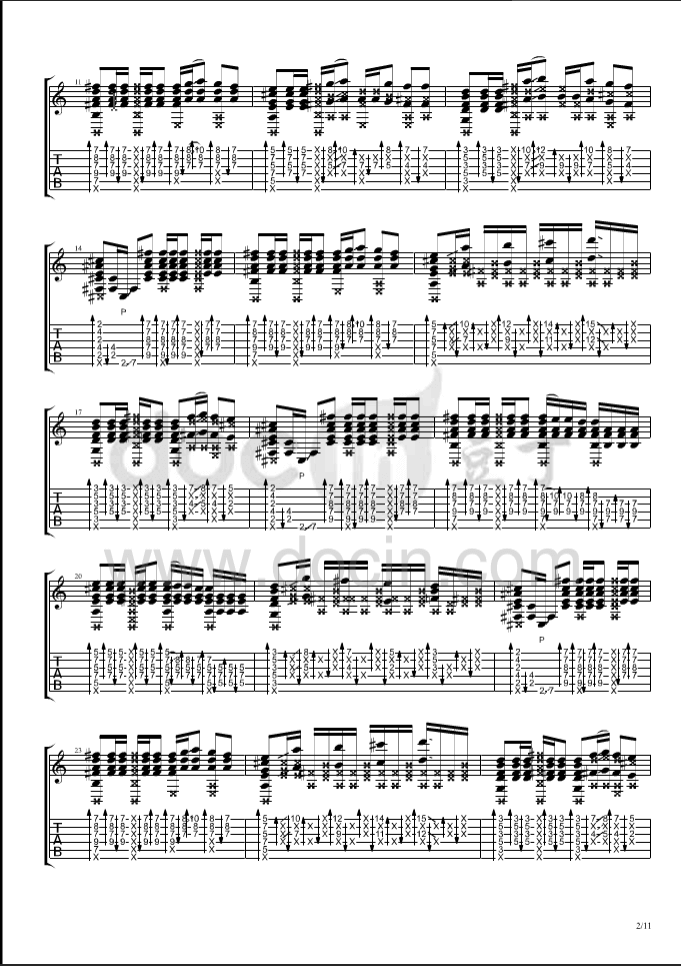 flaming吉他指弹谱_B调_郑成河