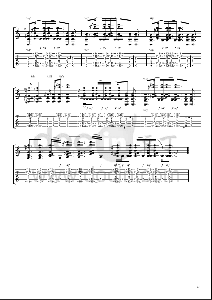 flaming吉他指弹谱_B调_郑成河