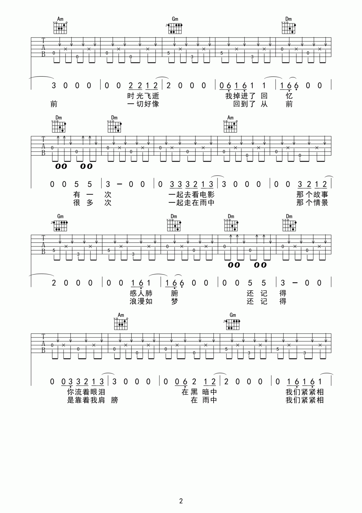 在雨中吉他谱汪峰B调