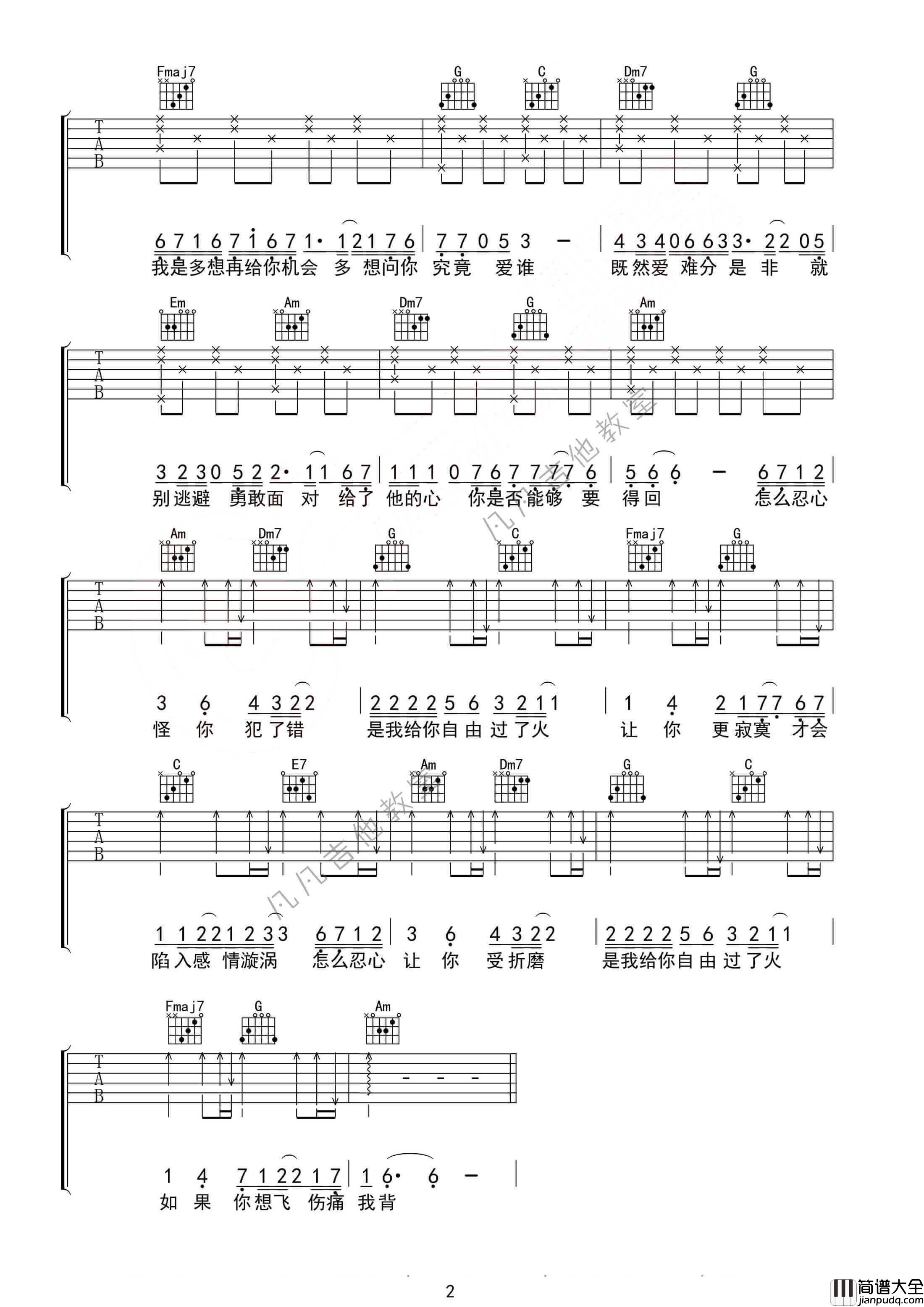 _过火_吉他谱_B调精选版_张信哲