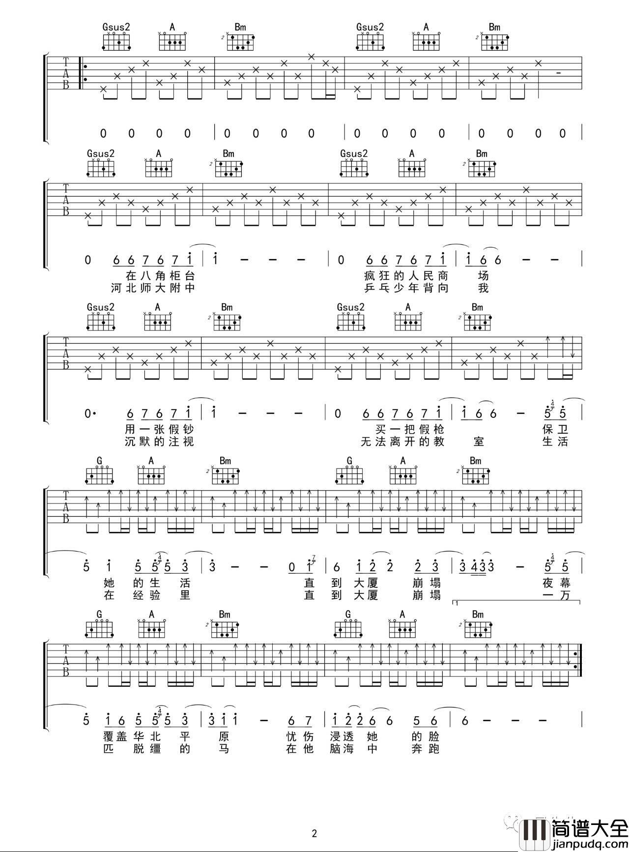 杀死那个石家庄人吉他谱_D调包师语版_吴先生编配_包师语