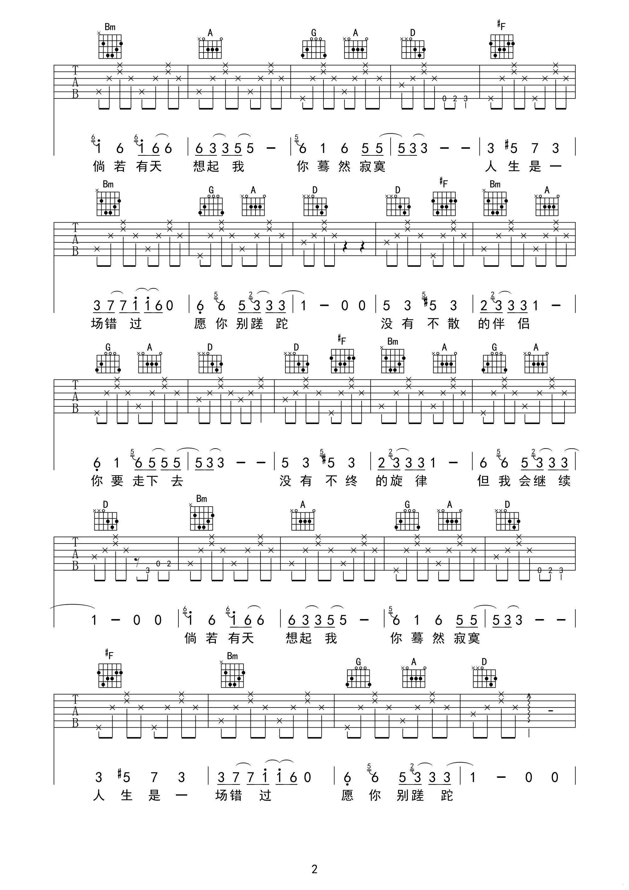 骊歌吉他谱_D调_米鹏编配_Gala