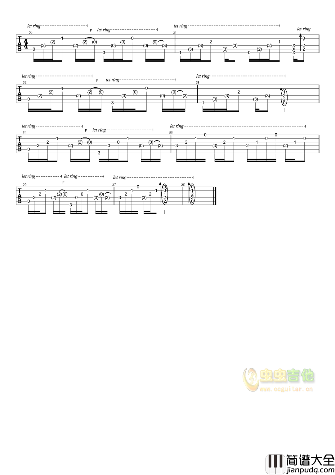 渡口吉他谱_D调六线谱_虫虫吉他编配_蔡琴