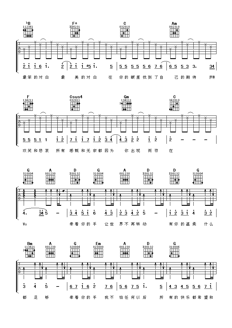 幸福的理由吉他谱_D调_阿潘音乐工场编配_钟汉良