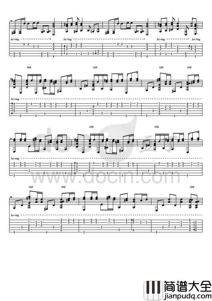 花水木吉他指弹谱_D调六线谱_豆丁网编配_松井佑贵