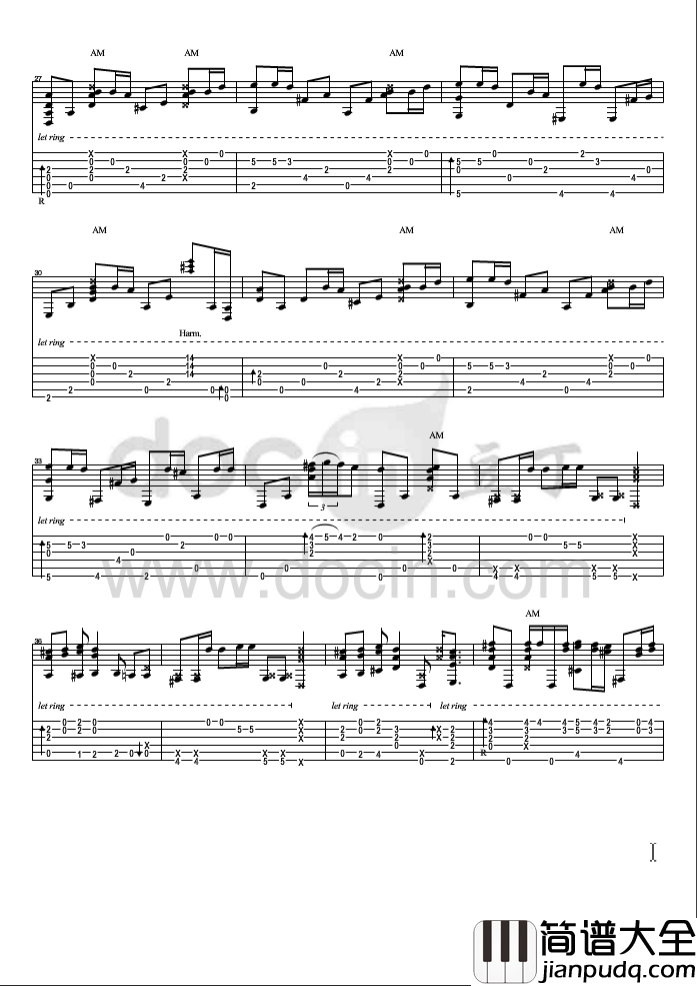 花水木吉他指弹谱_D调六线谱_豆丁网编配_松井佑贵