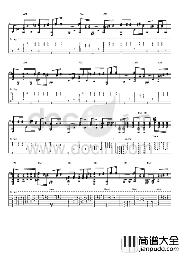 花水木吉他指弹谱_D调六线谱_豆丁网编配_松井佑贵