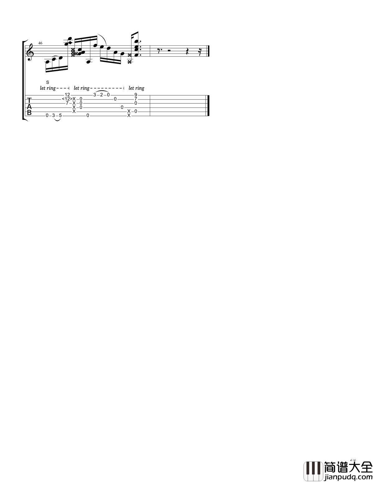 rylynn指弹谱_D调六线谱_音乐之家编配_Andy_McKee