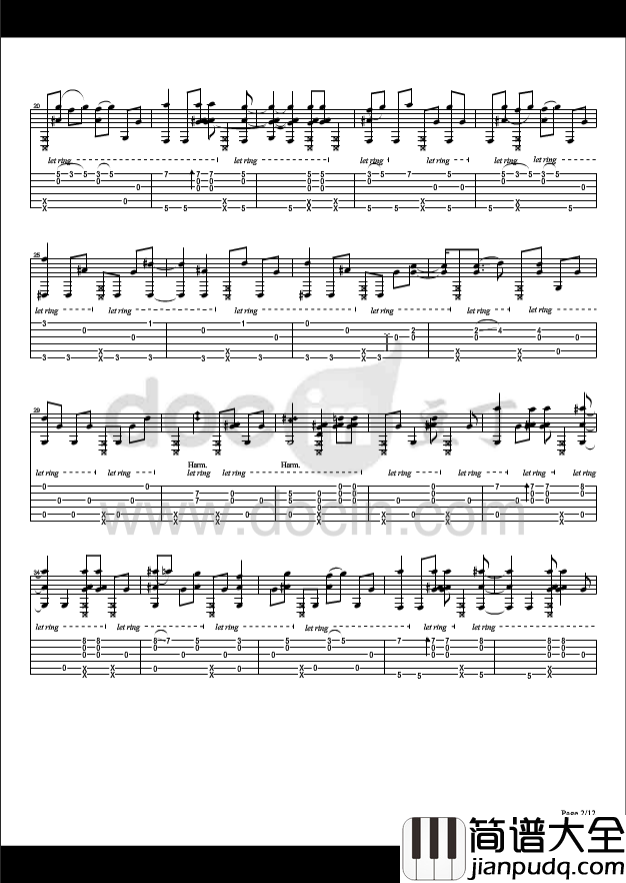 irony指弹谱_D调六线谱_豆丁网编配_郑成河