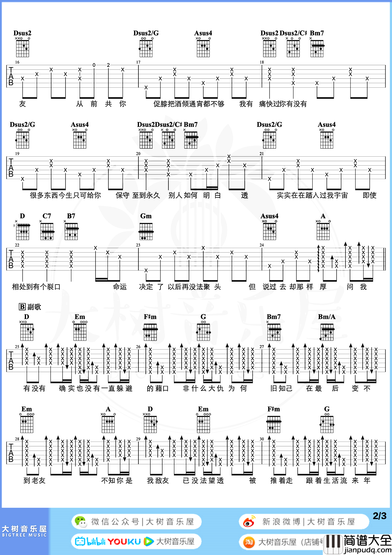 最佳损友吉他谱_陈奕迅_D调原版吉他谱_弹唱演示/教学