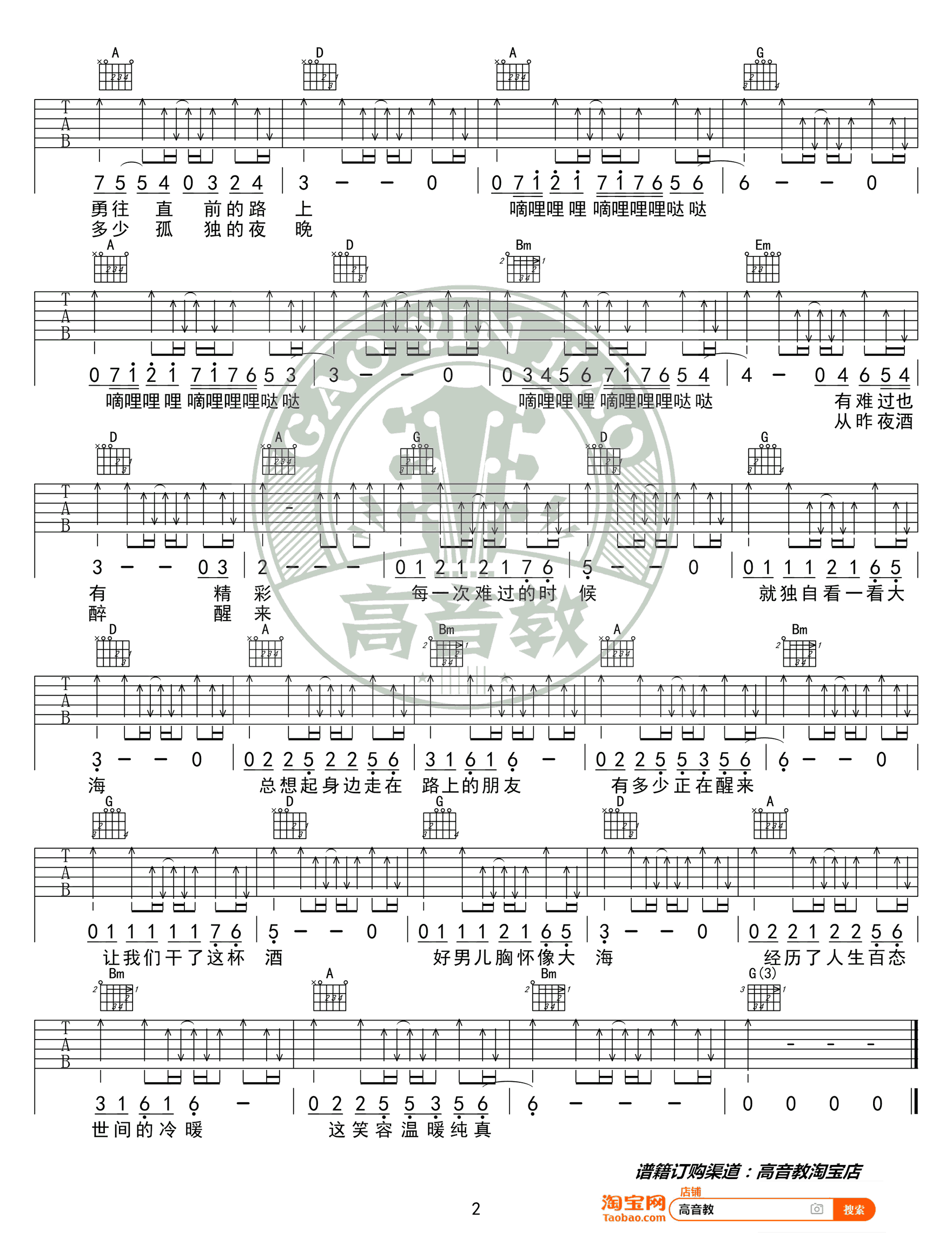 曾经的你吉他谱_许巍_D调精华版_弹唱六线谱