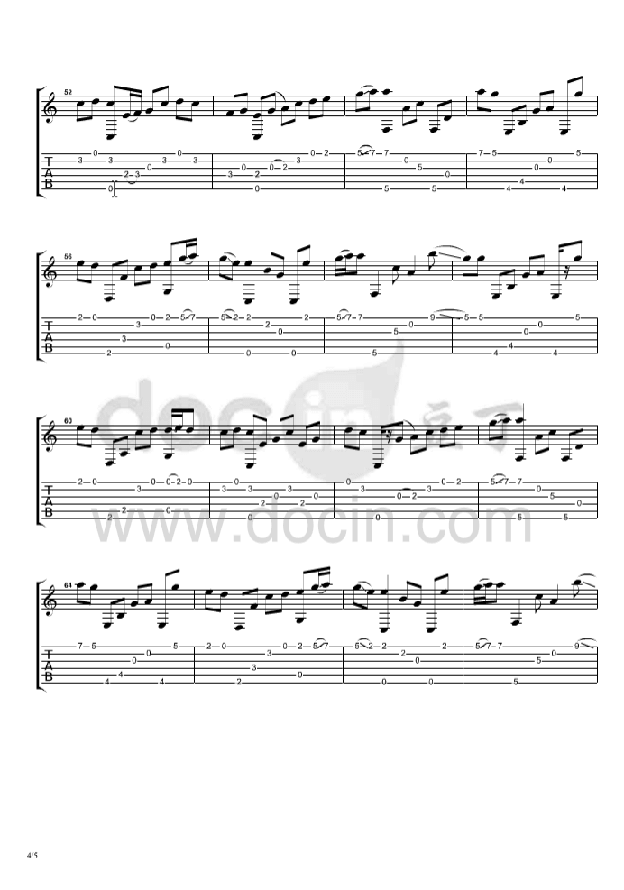 蝶恋花吉他指弹谱_D调原版_曹思义