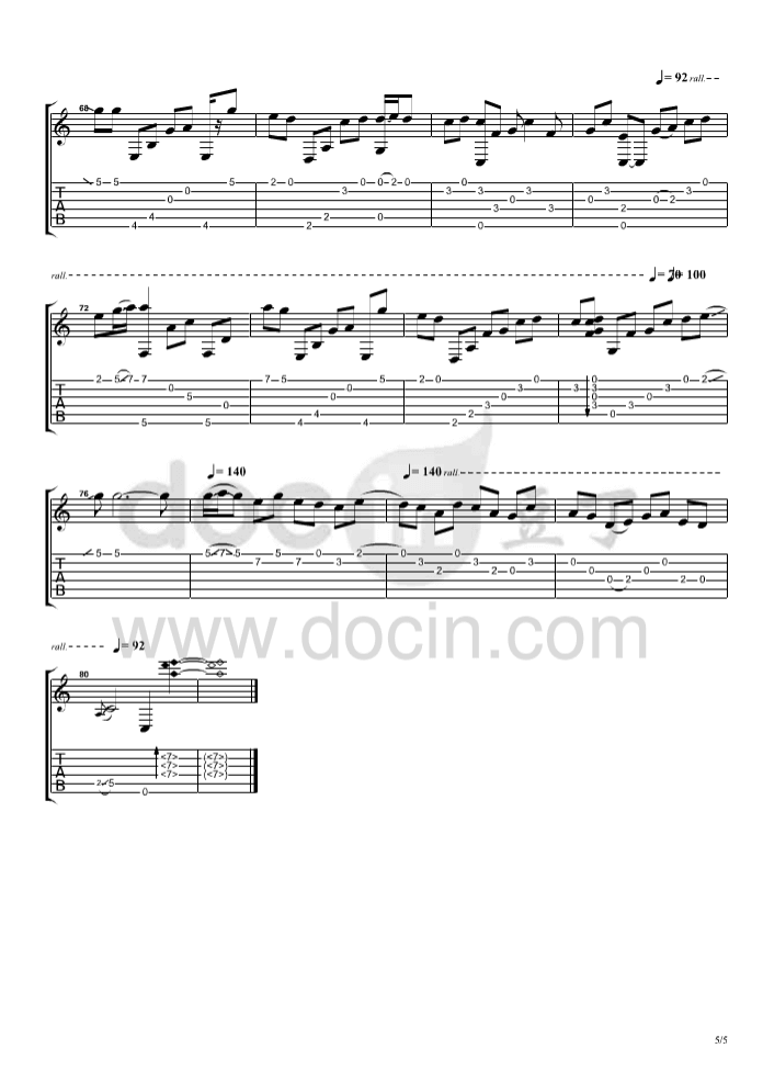 蝶恋花吉他指弹谱_D调原版_曹思义