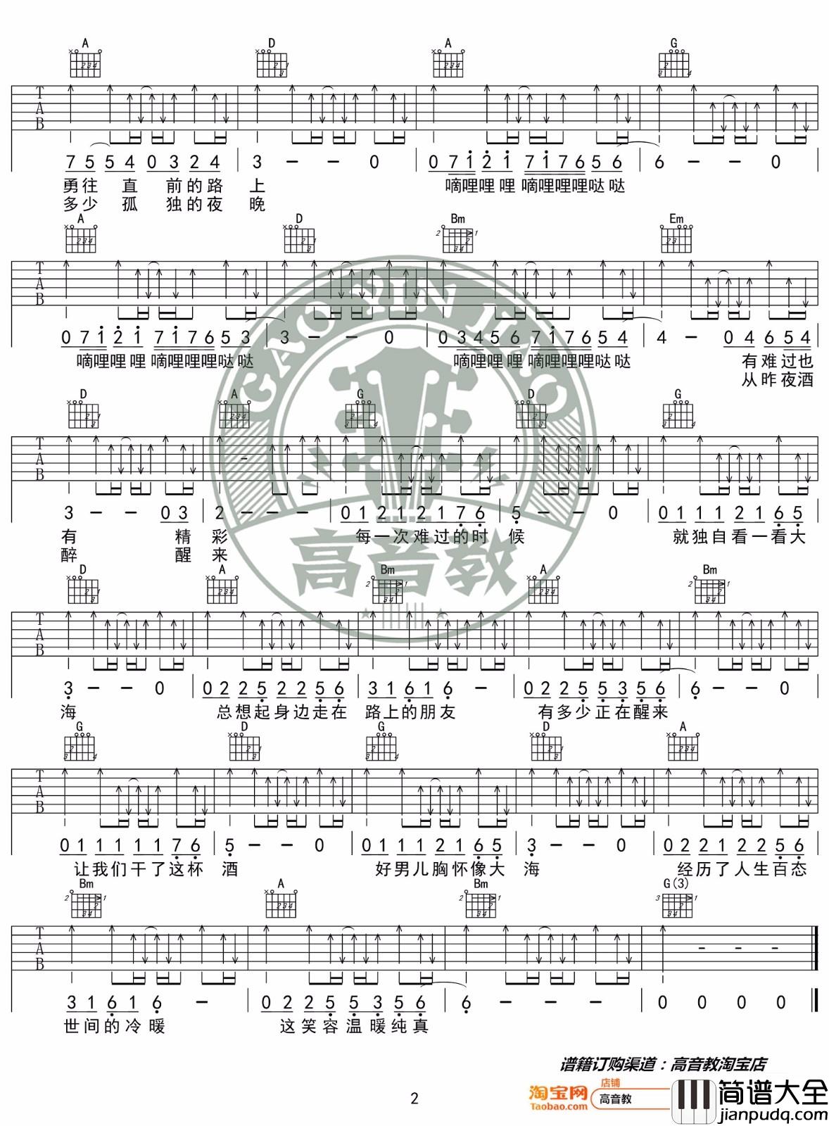 _曾经的你_吉他谱_许巍_D调原版弹唱六线谱