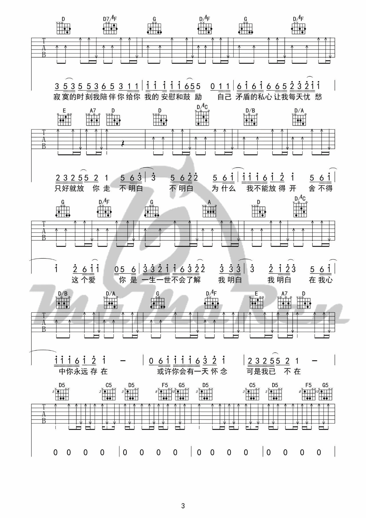 小镇姑娘吉他谱_D调_牧马人乐器编配_陶喆