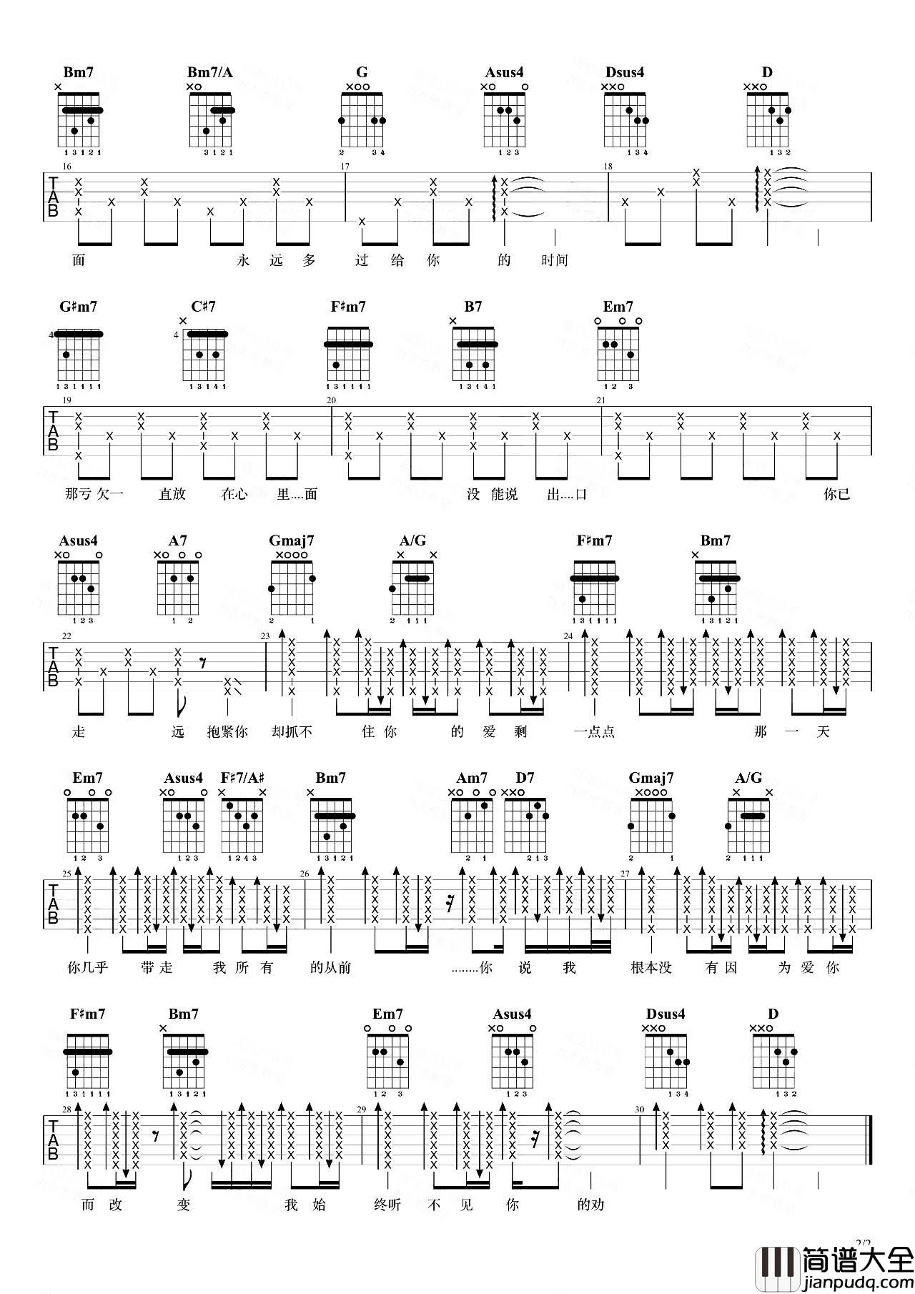 一点点吉他谱_周杰伦_D调超原版__一点点_吉他弹唱演示