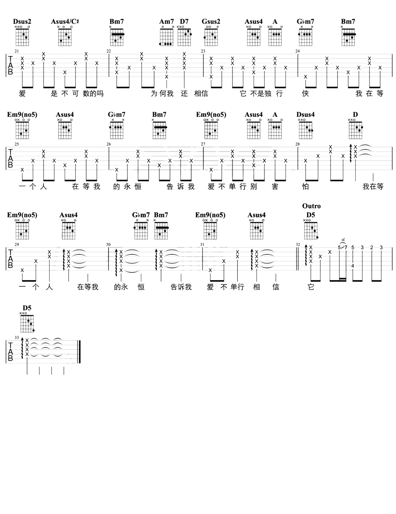 爱不单行吉他谱_D调_罗志祥_吉他弹唱演示/教学视频