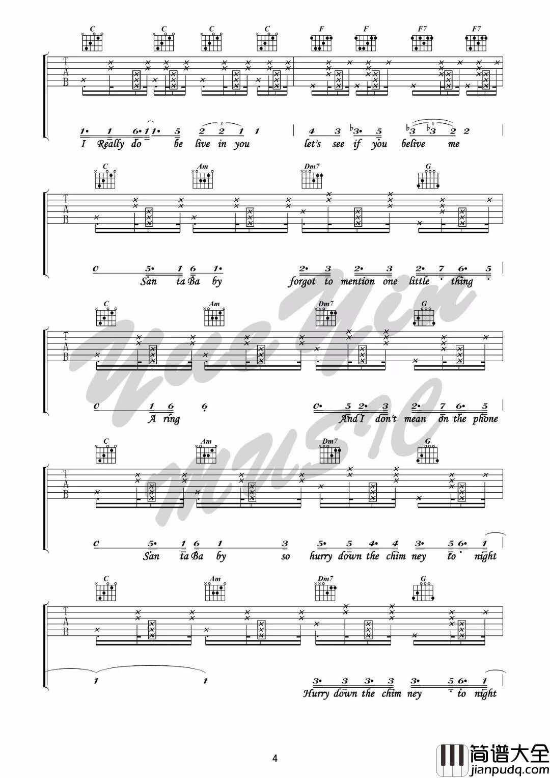 Santa_Baby_D调吉他谱_Taylor_Swift