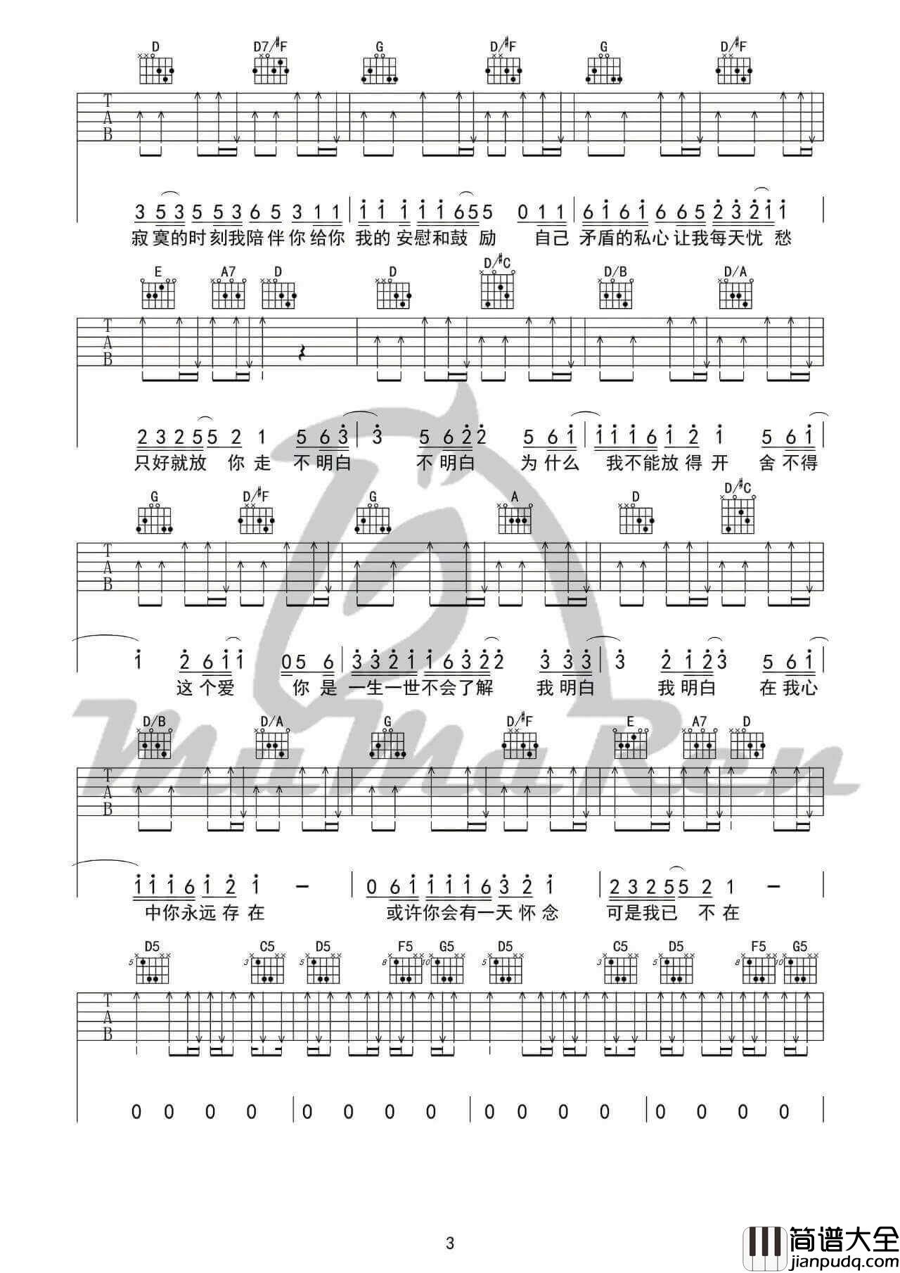 小镇姑娘吉他谱_D调_陶喆