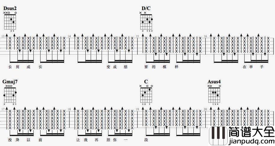 陪你度过漫长岁月吉他谱_D调精选版_陈奕迅