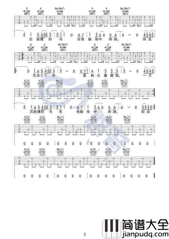 杀死那个石家庄人吉他谱_D调版教学_万能青年旅店