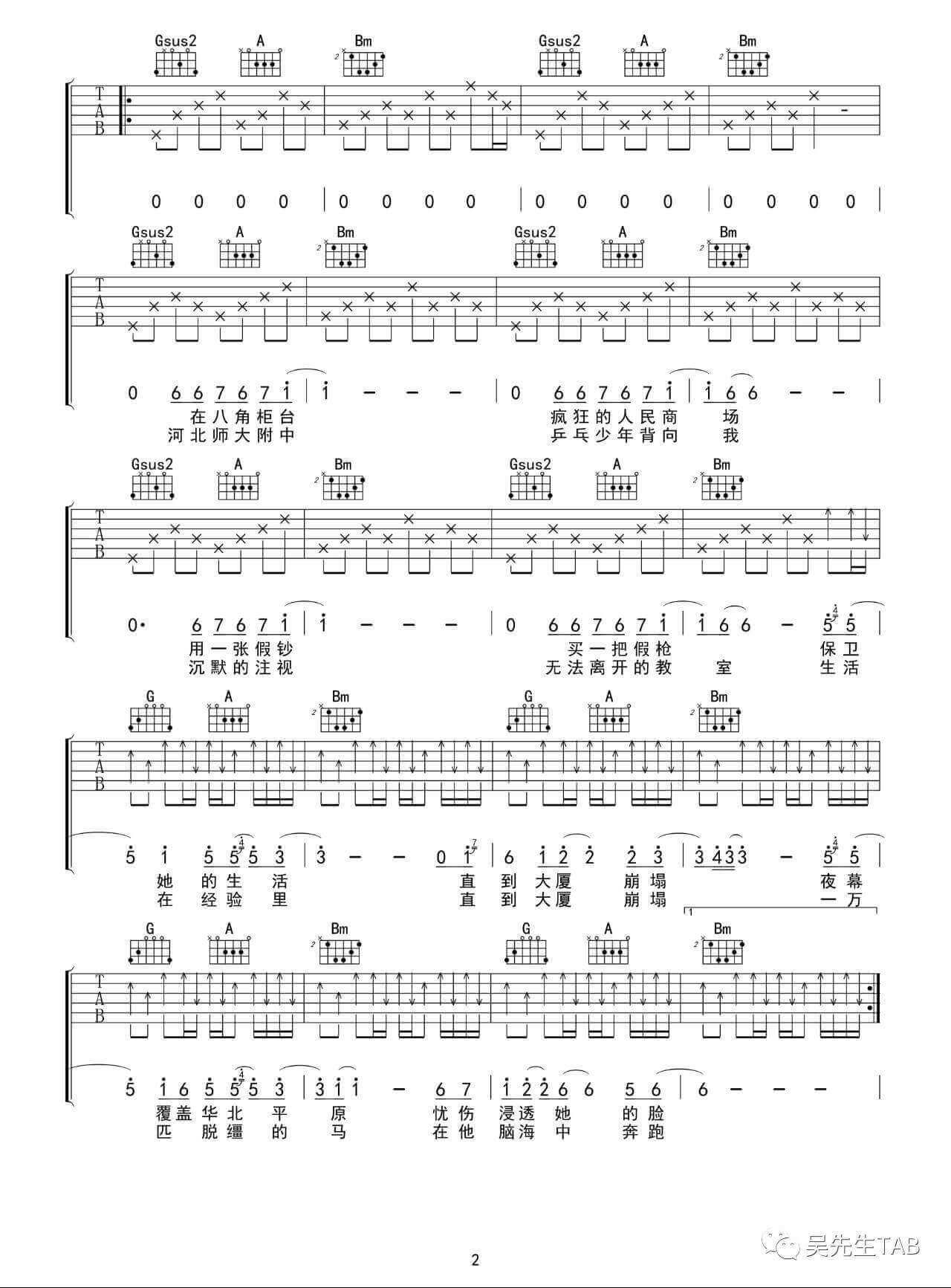 杀死那个石家庄人吉他谱_D调包师语版_包师语