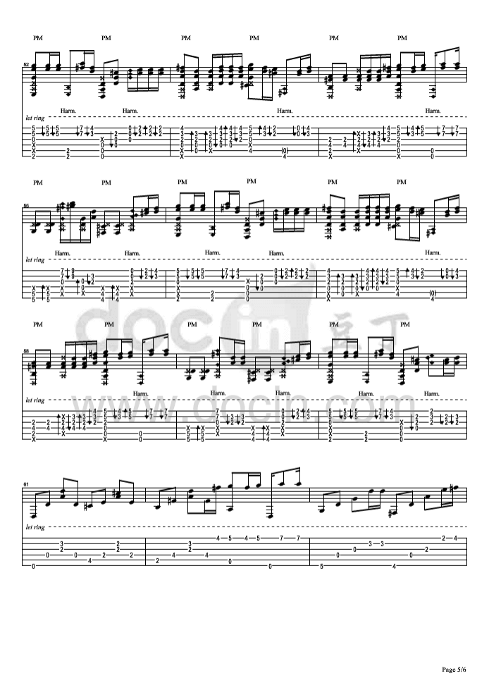 花水木吉他指弹谱_D调六线谱_松井佑贵