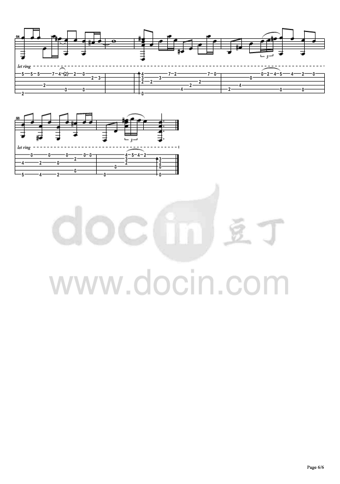 花水木吉他指弹谱_D调六线谱_松井佑贵