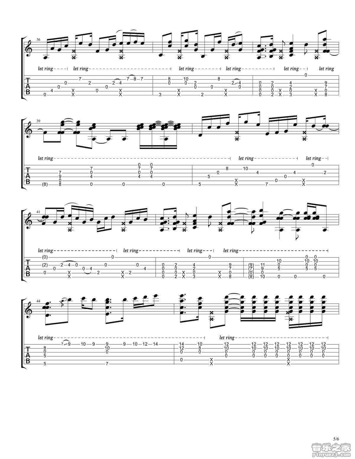 rylynn指弹谱_D调六线谱_Andy_McKee