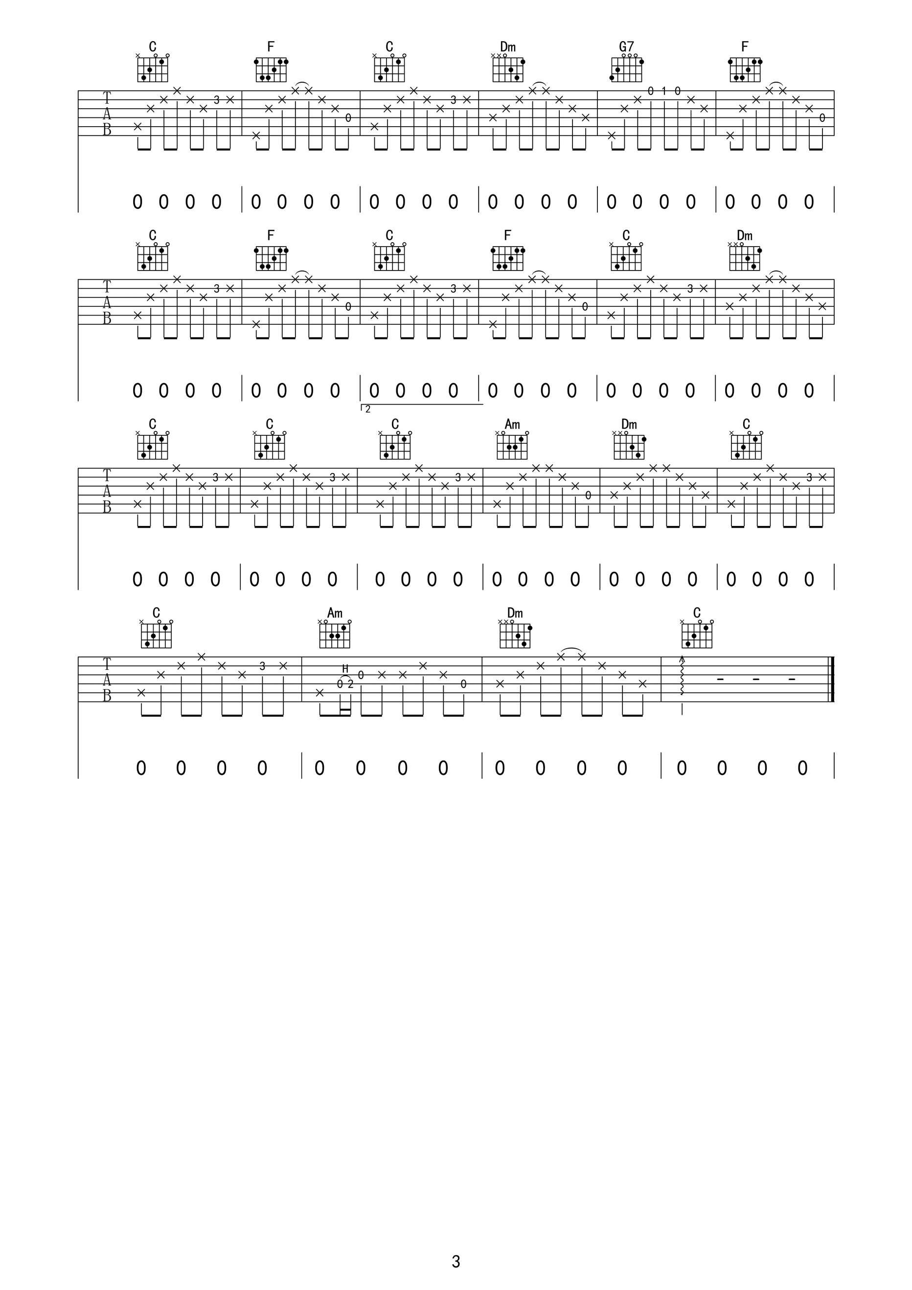 民谣在路上吉他谱_E调高清版_巍小琪编配_前冲