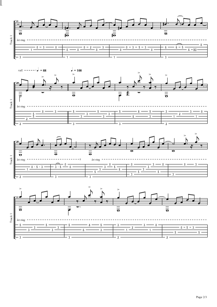 枝雪零指弹谱_E调六线谱_简单版_中川仁砂