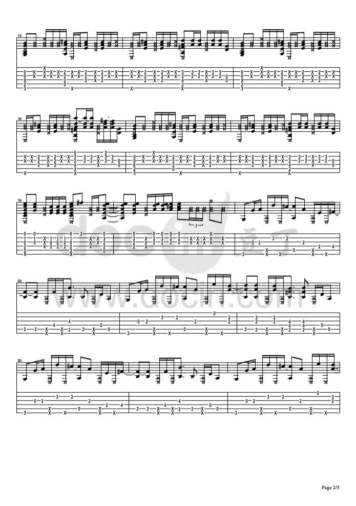 君与仆指弹谱_E调六线谱_松井佑贵