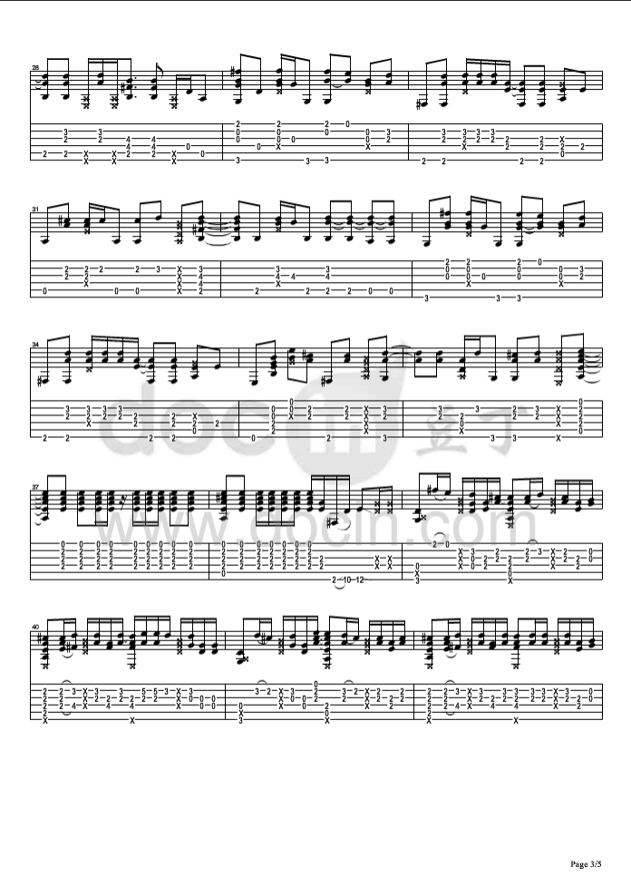 君与仆指弹谱_E调六线谱_松井佑贵