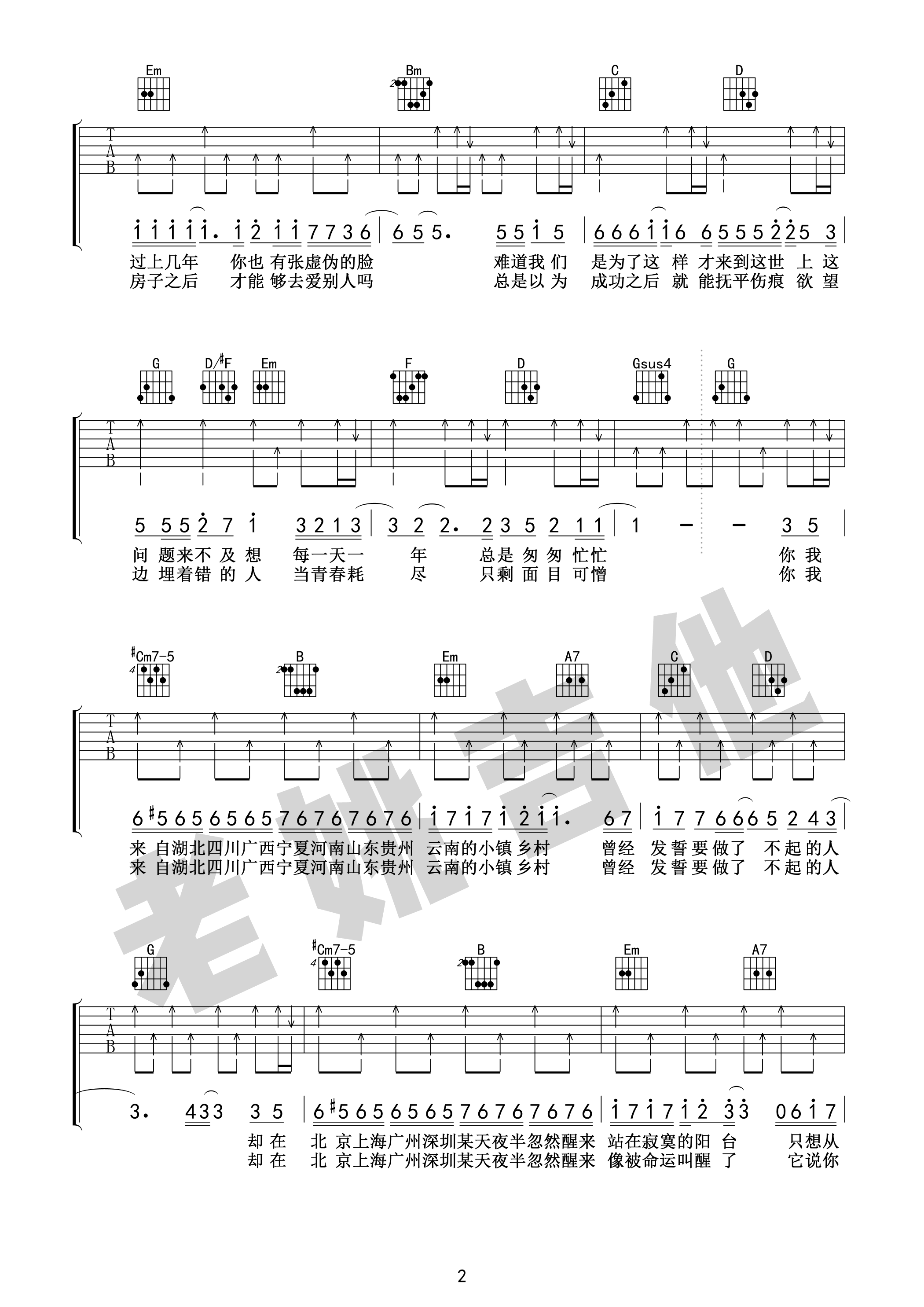 你曾是少年吉他谱_E调扫弦版_老姚吉他编配_S.H.E