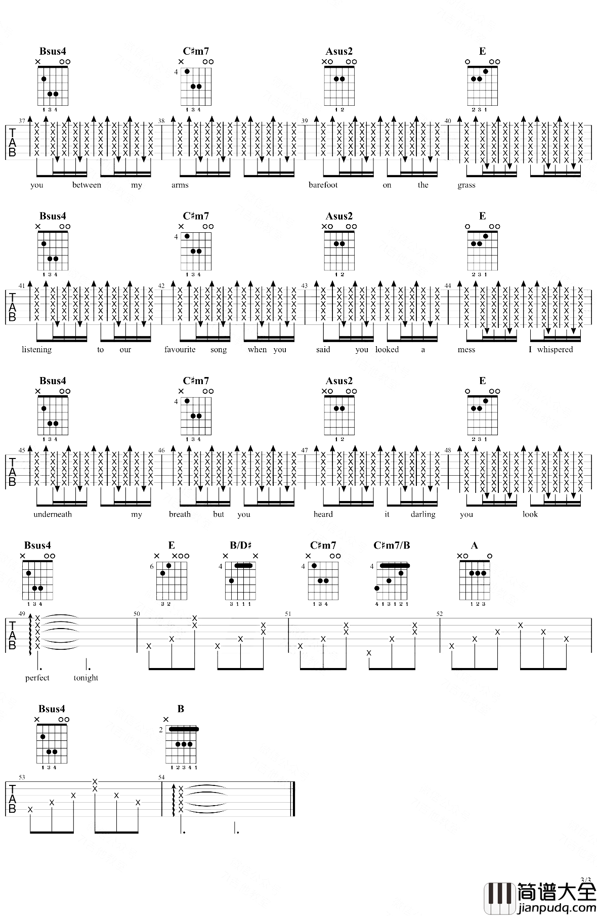 Perfect吉他谱_Ed_Sheeran_E大调吉他弹唱演示