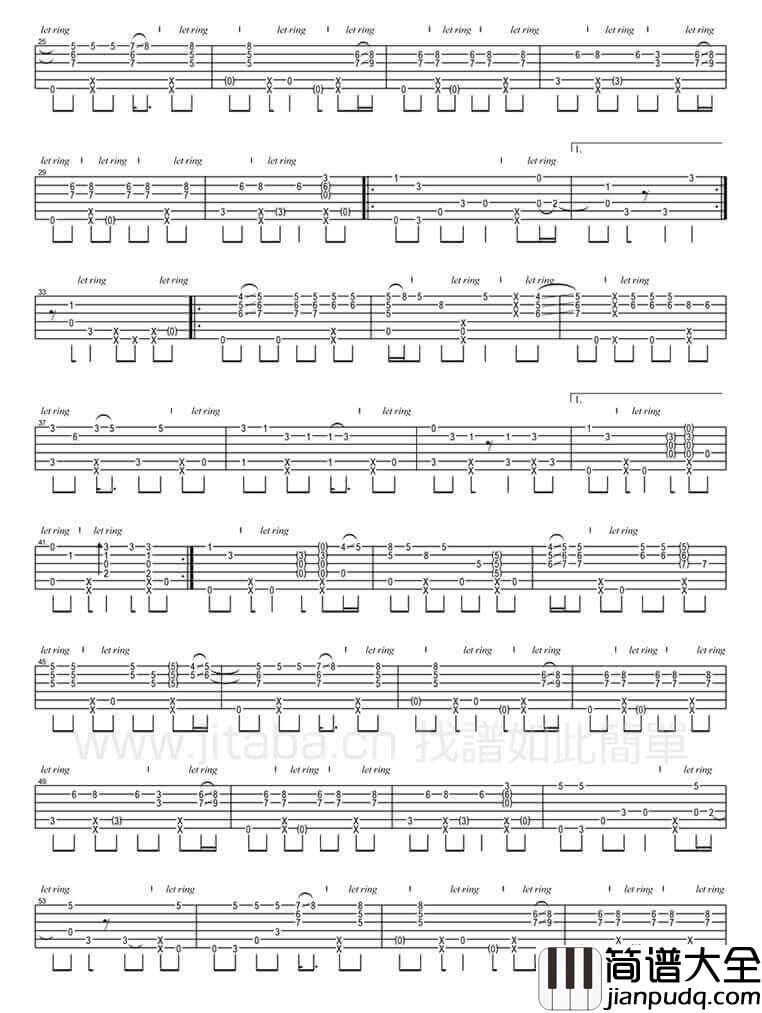 beat_it指弹谱_E调六线谱_吉他吧编配_迈克尔杰克逊