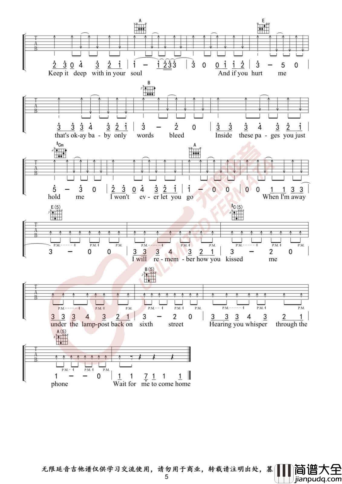 photograph吉他谱_E调高清版_无限延音编配_Ed_Sheeran黄老板