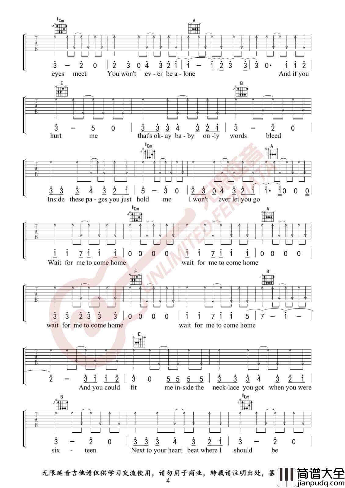 photograph吉他谱_E调高清版_无限延音编配_Ed_Sheeran黄老板