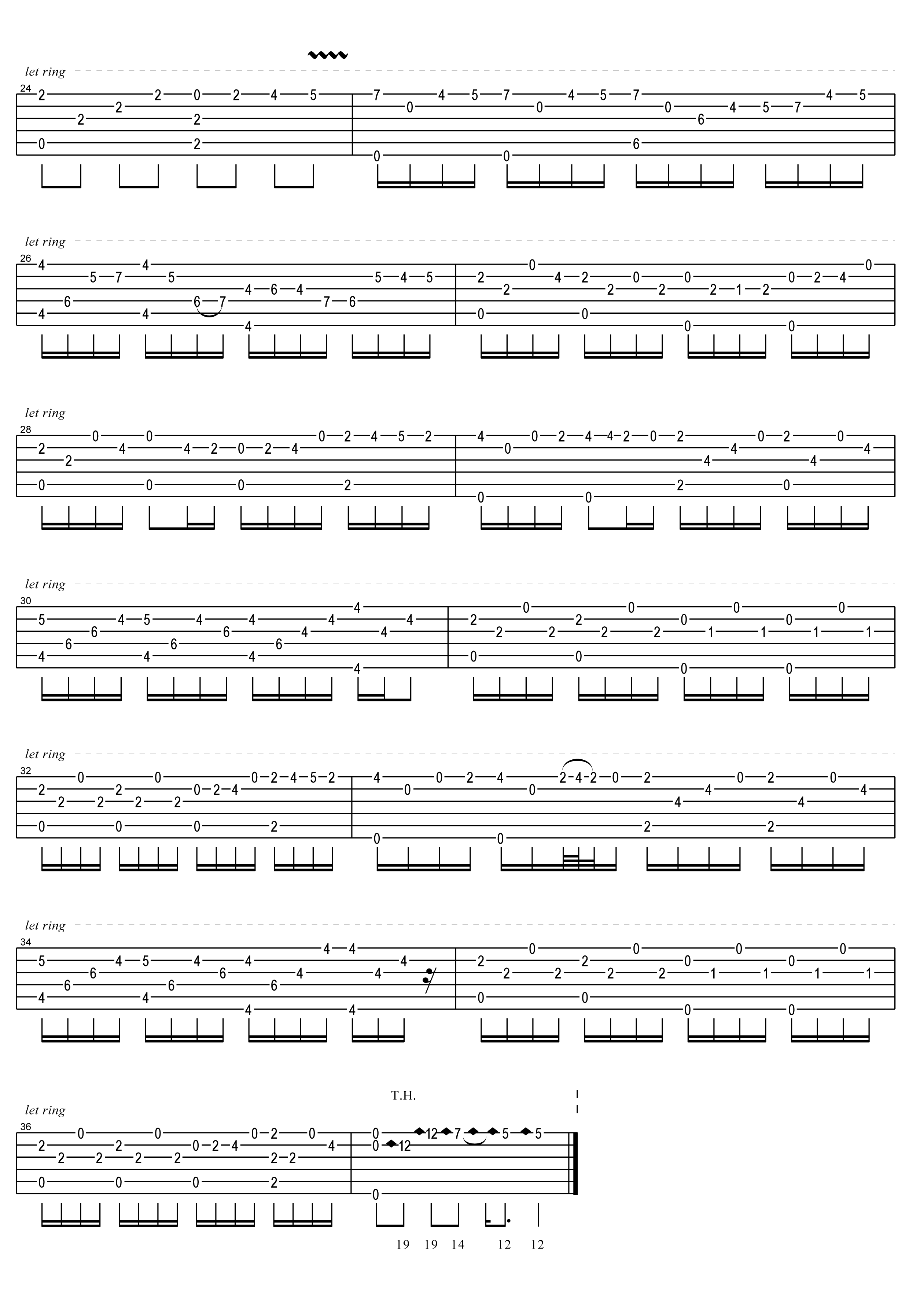 卡农指弹吉他谱_大伟E调版本_独奏六线谱_吉他指弹谱
