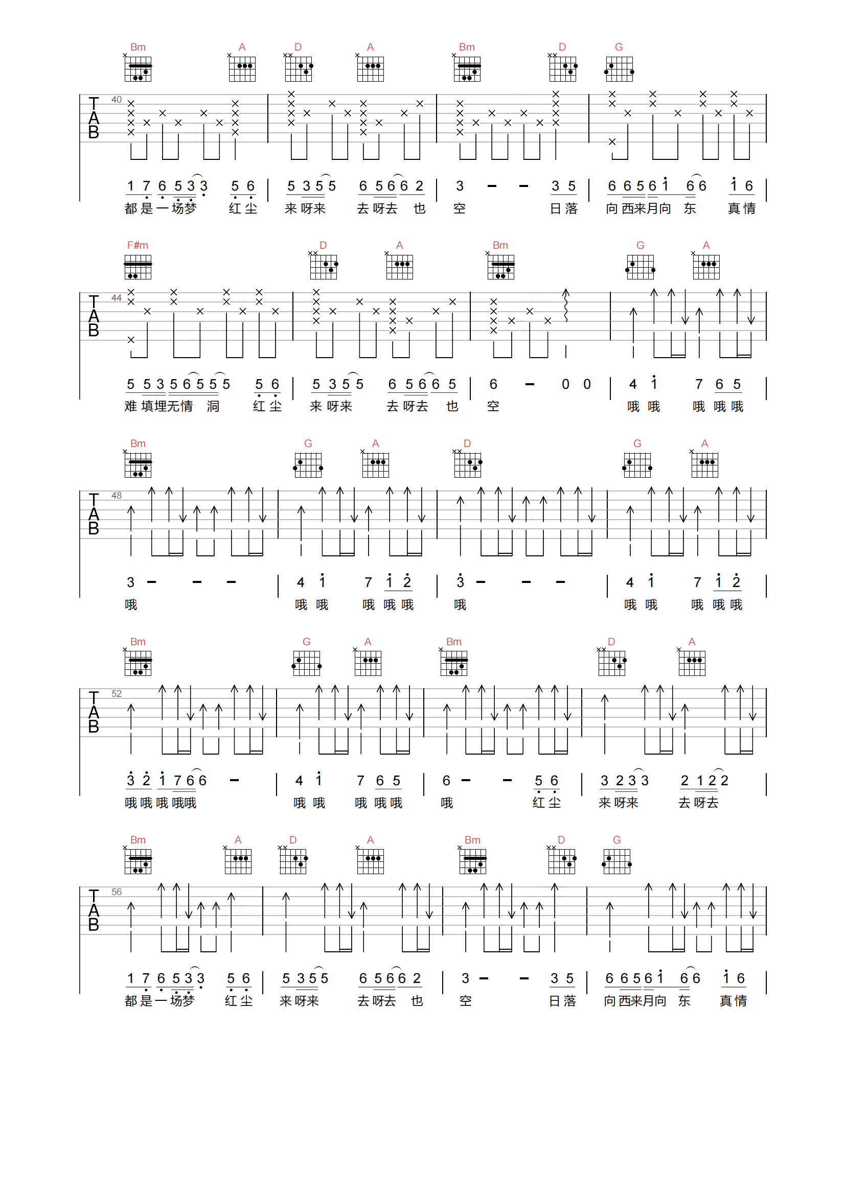 红尘来去一场梦吉他谱_杨宗纬_E调原版_附PDF图片谱