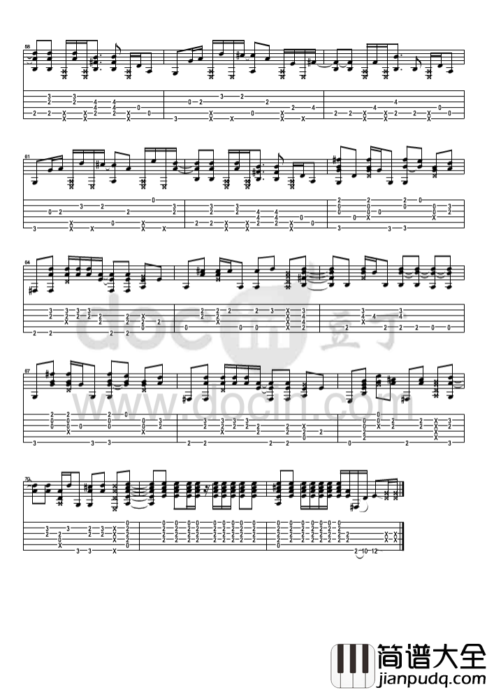 君与仆指弹谱_E调六线谱_豆丁网编配_松井佑贵