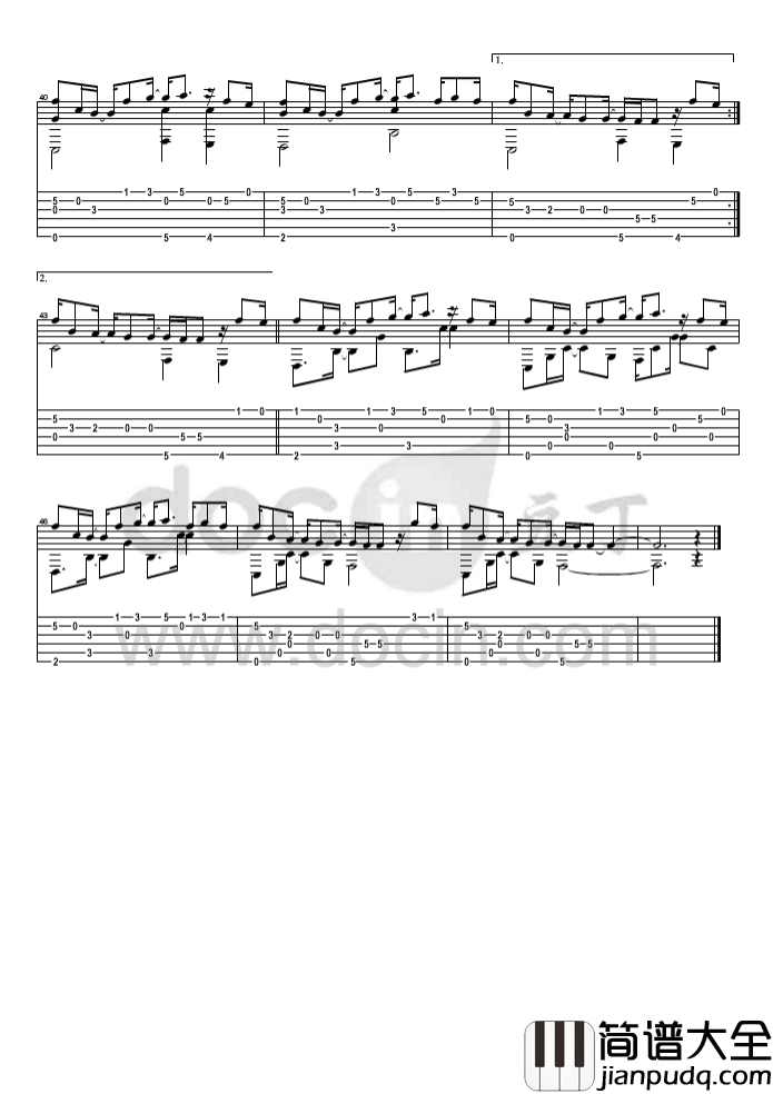 一番の宝物指弹谱_E调六线谱_豆丁网编配_Angel_Beats