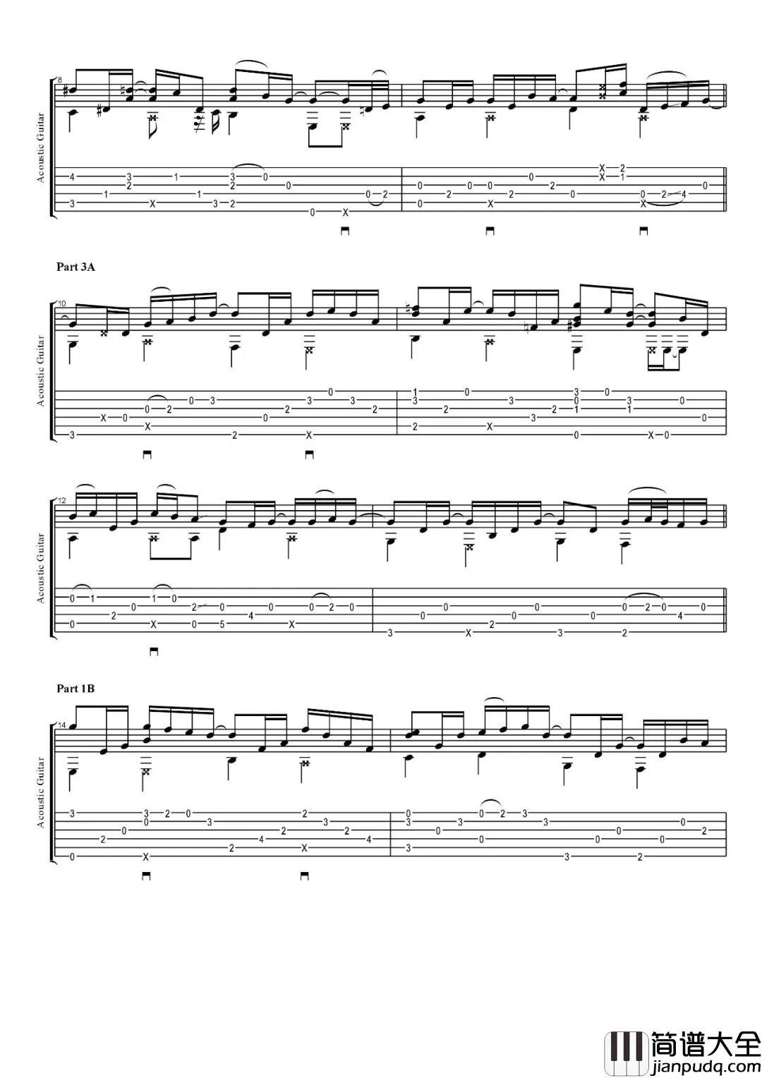 memory_lane指弹谱_E调六线谱_吴先生编配_Sandra_Bae