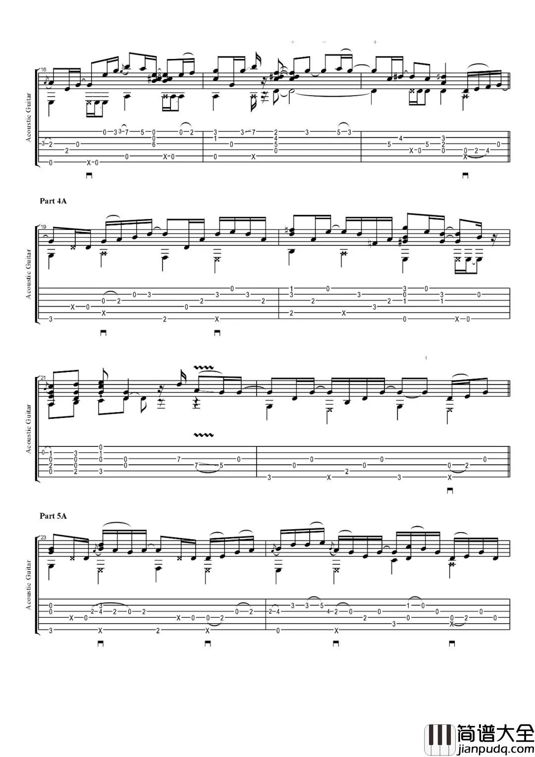 memory_lane指弹谱_E调六线谱_吴先生编配_Sandra_Bae