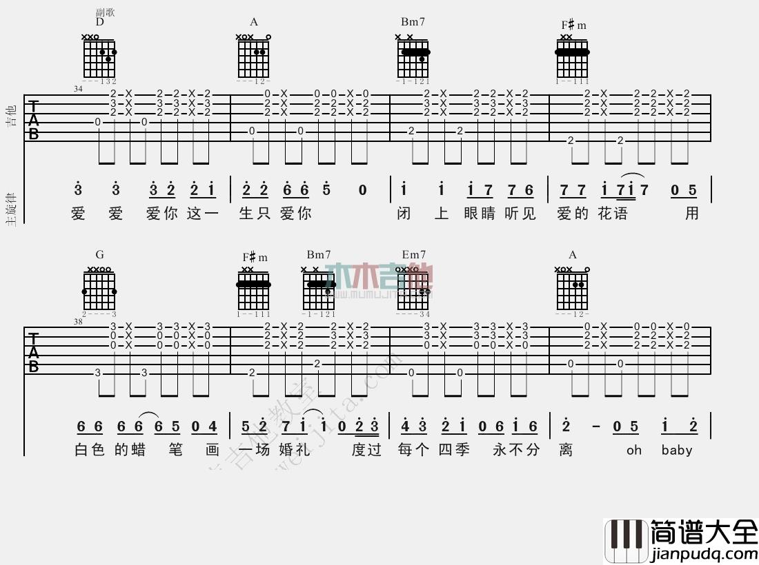 刘佳_爱很美_吉他谱(E调)_Guitar_Music_Score