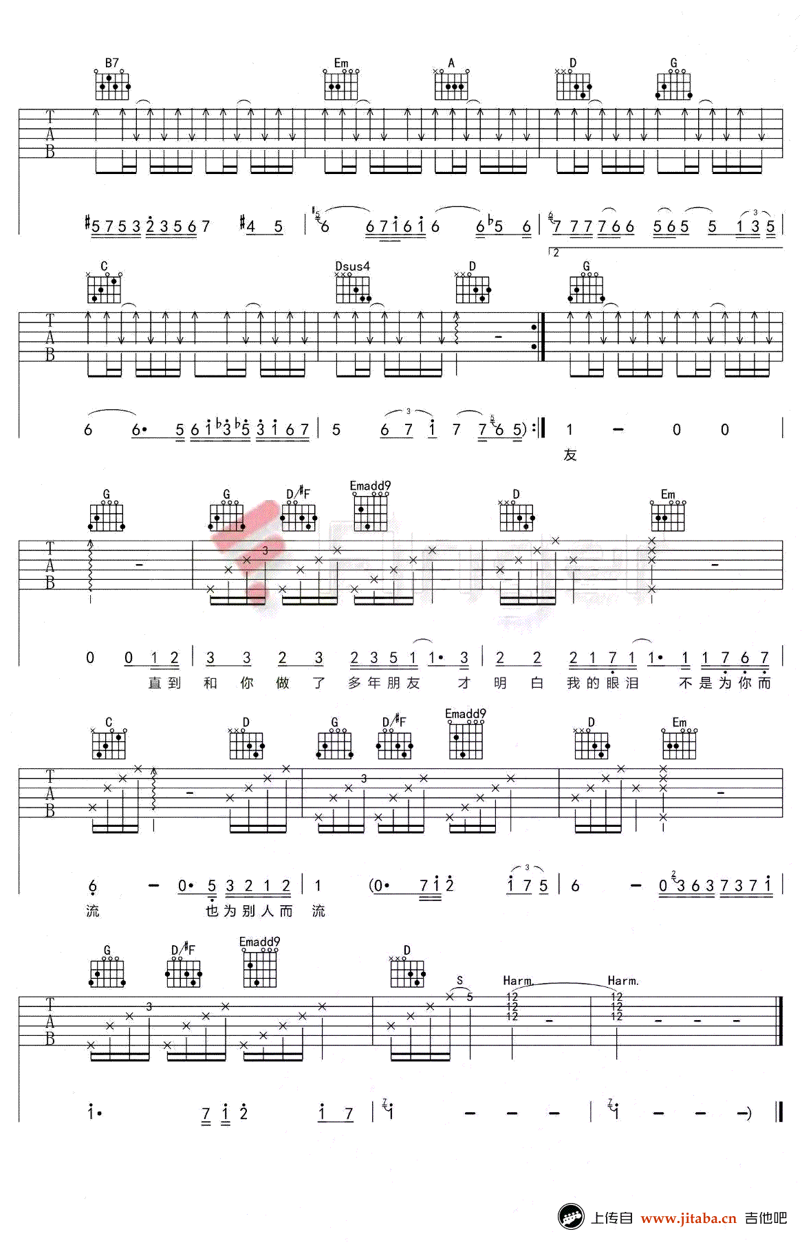 陈奕迅_十年_吉他谱_G调六线谱_吉他弹唱视频演示