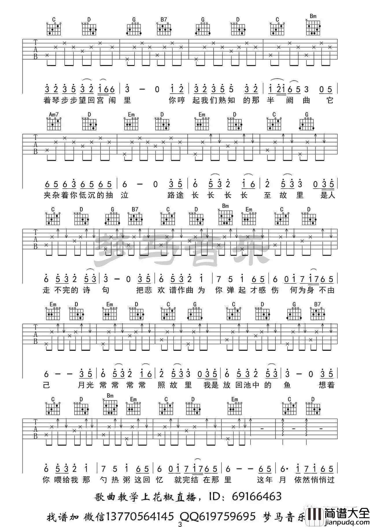 琴师吉他谱_G调_音频怪物